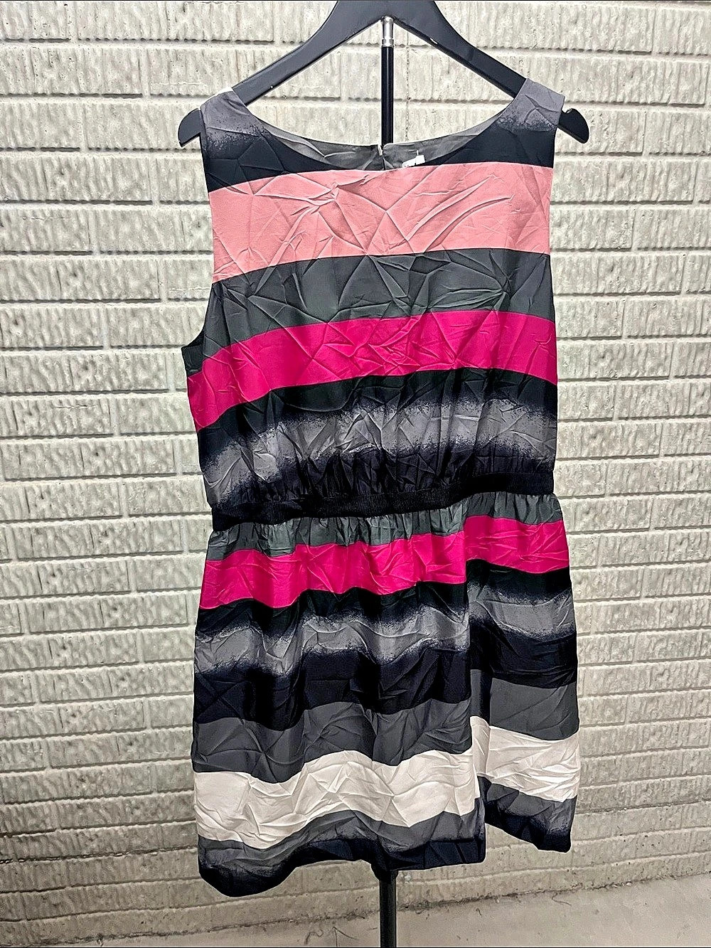 LOFT Striped Mini Dress in Black & Pink Size XL NWT
